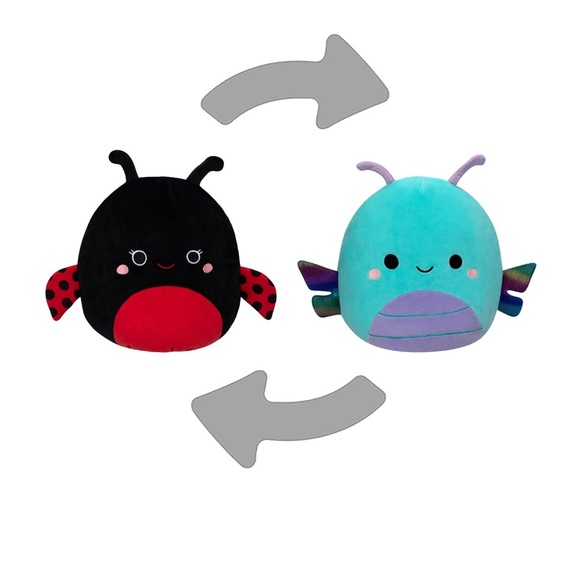 Squishmallows FlipAMallows 12 inch Heather the Dragonfly and Trudy the Ladybug - Picture 1 of 2